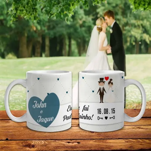 caneca Padrinho ou madrinha Casamento lembrança testemunhas