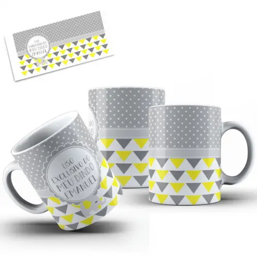 Caneca Padrinhos de Batizado Personalizada Elefantinho
