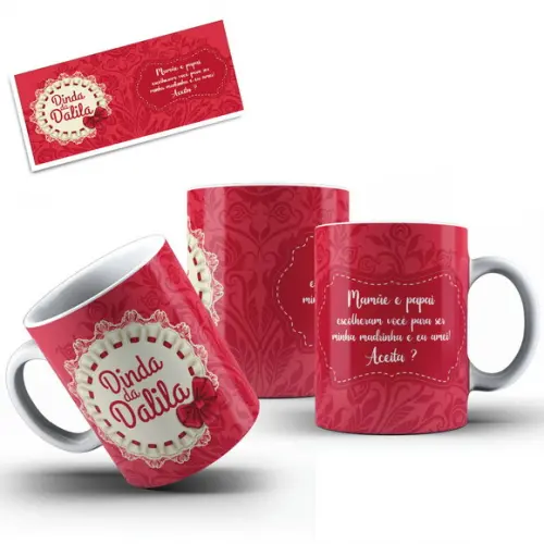 Caneca Padrinhos de Batizado Personalizada com Nomes e Frase