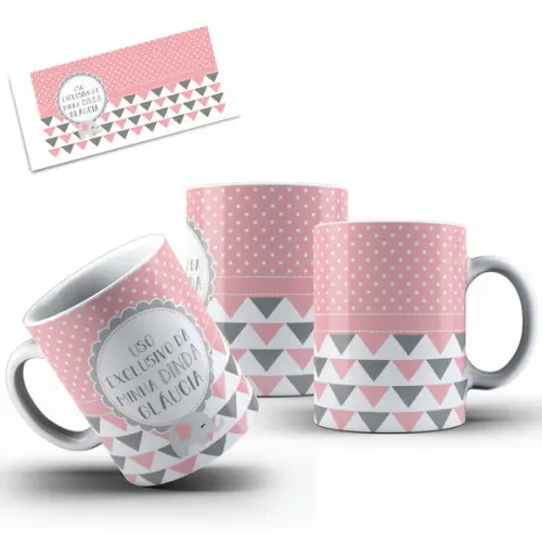 Caneca Padrinhos de Batizado Personalizada Elefantinho