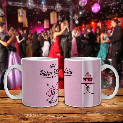 Caneca personalizada aniversário 15 anos presente debutante