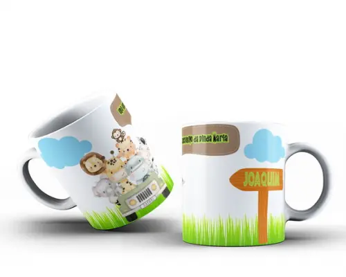 Caneca personalizada Batizado padrinhos de batismo safári