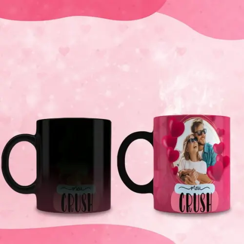 Caneca personalizada com foto crush mágica muda cor quente