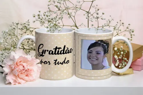 Caneca personalizada com foto gratidão caneca porcelana foto
