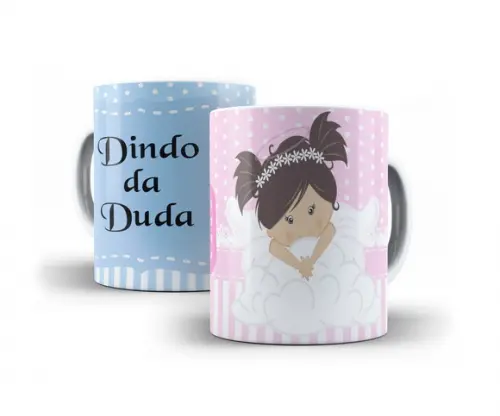 Caneca Personalizada Dindo ou Dinda Batizado Convite Dindos