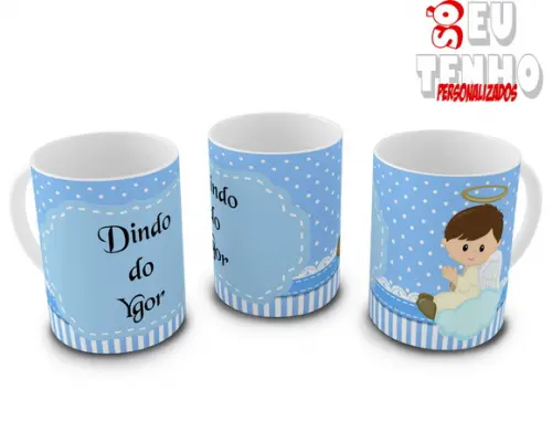 Caneca Personalizada Dindo ou Dinda Batizado Convite Dindos