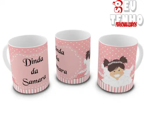 Caneca Personalizada Dindo ou Dinda Batizado Convite Dindos