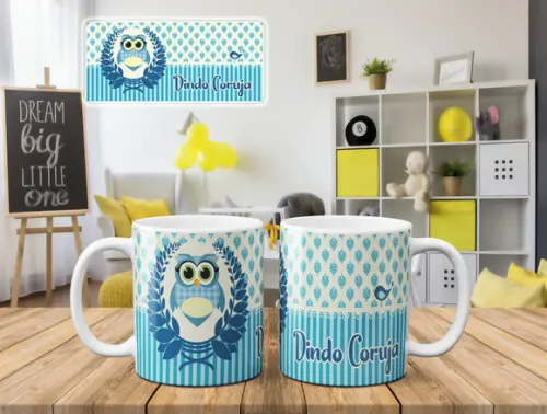 Caneca Personalizada dindo ou dinda coruja padrinho batismo