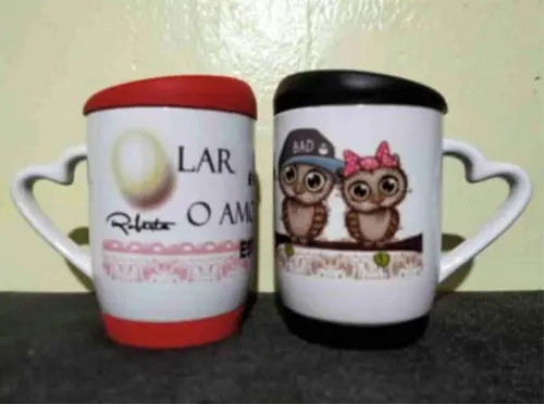 Caneca personalizada lar é onde o amor está coruja amor