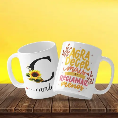 Caneca personalizada motivação girassol presente lembrança