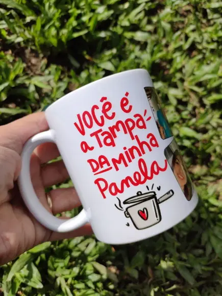Caneca personalizada nome foto nosso amor é maior