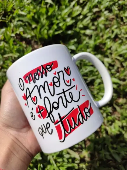 Caneca personalizada nome foto nosso amor é maior