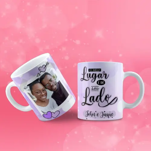 Caneca personalizada nome foto o meu lugar é do seu lado