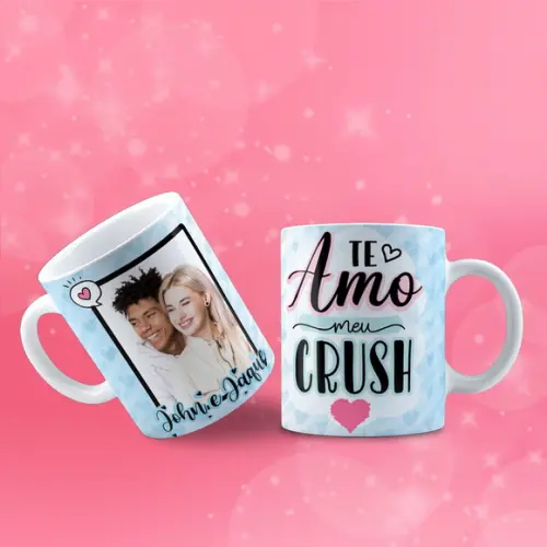 Caneca personalizada nome te amo meu crush