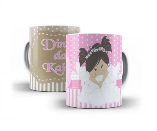 Caneca Personalizada Padrinhos Batismo Anjinha Dindo Dinda