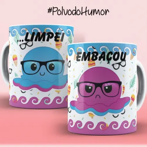 Caneca Polvo do humor óculos limpei embaçou