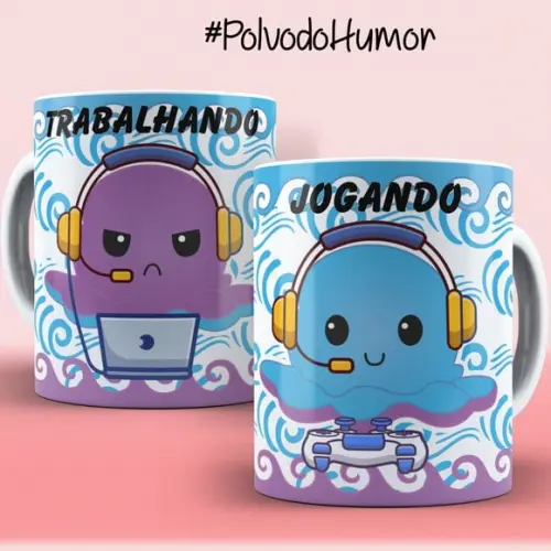 Caneca Polvo do humor trabalhando jogando