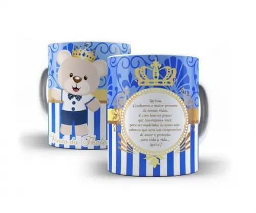Caneca Porcelana Personalizada Batizado Padrinhos de Batismo