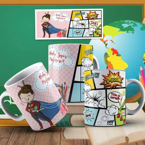 Caneca professora super professora dia dos professores