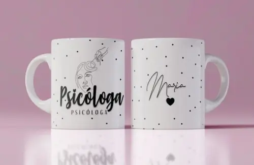 Caneca Psicóloga caneca personalizada em cerâmica minimalist