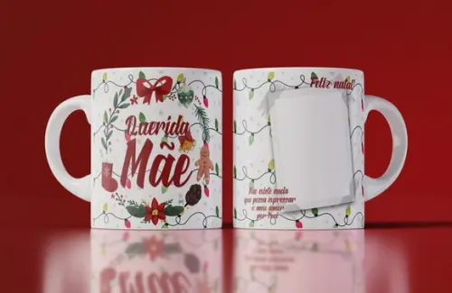 Caneca Querida Mãe Natal Caneca Personalizada Natal com Foto