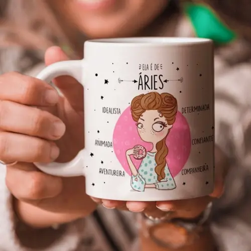 Caneca signo aries ela é de aries presente lembrança