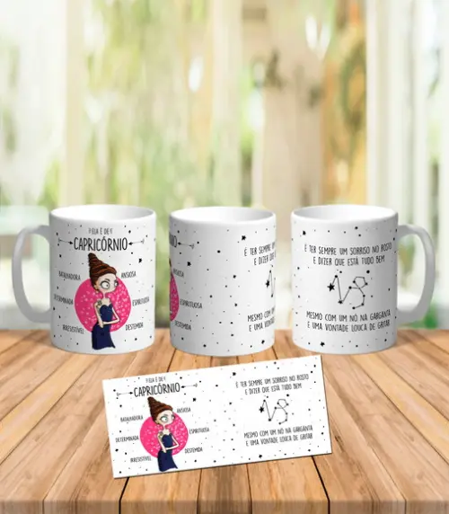 Caneca signo capricórnio ela é de capricórnio presente