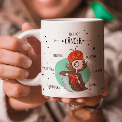 Caneca signo câncer ela é de câncer presente lembrança