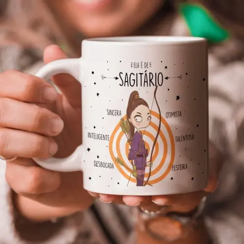 Caneca signos sagitário ela é de sagitário presente