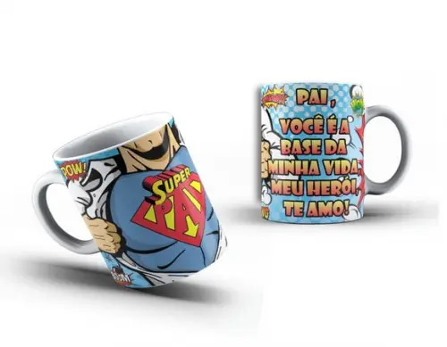 Caneca Super Pai Dia dos Pais Presente Pai Você É Meu Herói