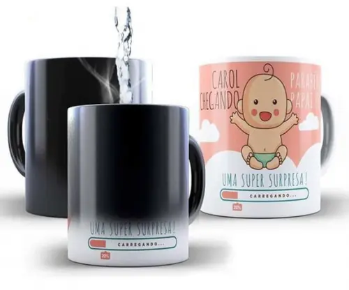 Caneca surpresa bebê muda com água quente Caneca magica fosc