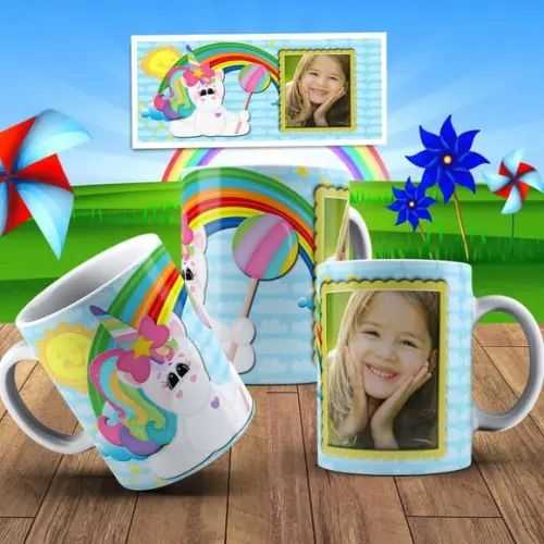 Caneca unicórnio crianças Dia das crianças personalizada