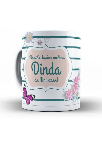 Caneca uso exclusivo melhor dinda floral com foto