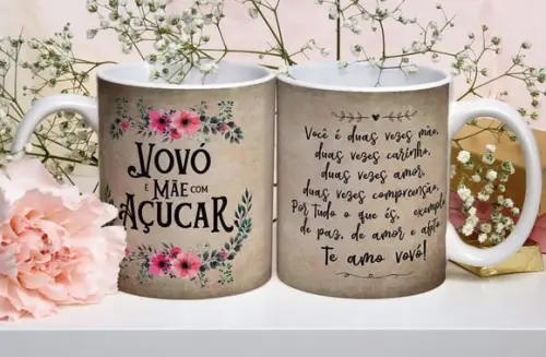 Caneca Vovó É Mãe com Açúcar Caneca Personalizada Vovó