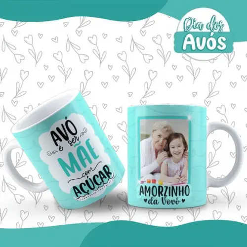 Caneca Vovó É Mãe com Açúcar Personalizada com Foto