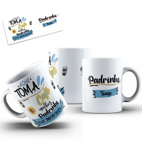 Canecas aqui toma café o melhor padrinho melhor madrinha