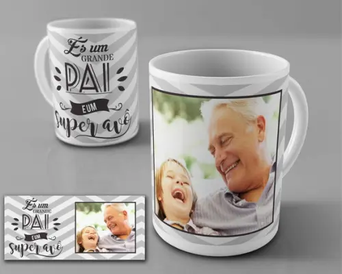 Caneca vovo vovô és um super avô chevron com foto