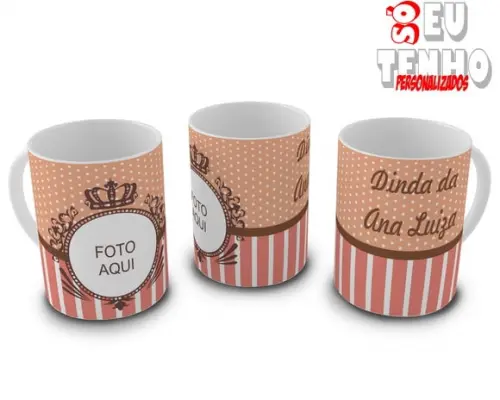 Canecas Batizado Dindo Dinda com Foto Kit com 10 Canecas
