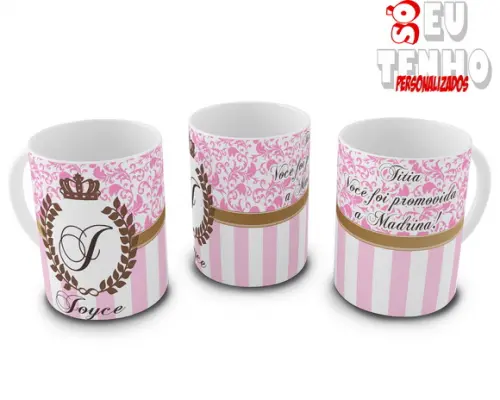 Canecas personalizadas para batizado convite padrinhos