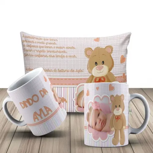 Convite Batizado padrinhos batismo dindos lembrança foto