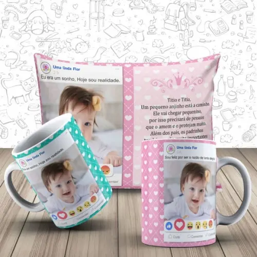 Convite Batizado Padrinhos Batismo Dindos Lembrança Foto