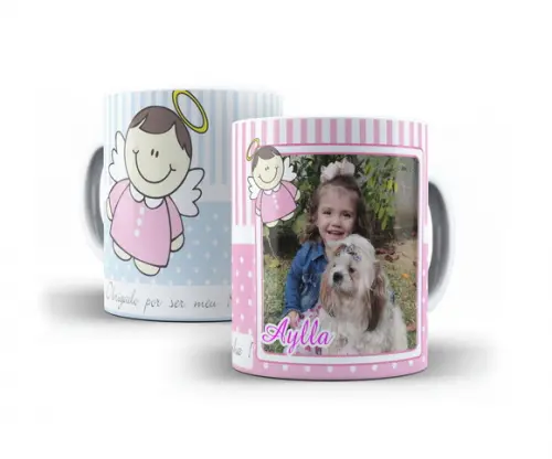 Convite de Batizado Caneca Personalizada com Foto Dindos