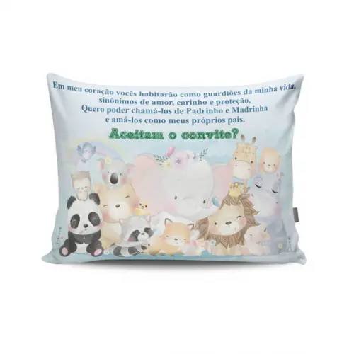 Convite padrinhos Batismo kit batizado dindos animais safári