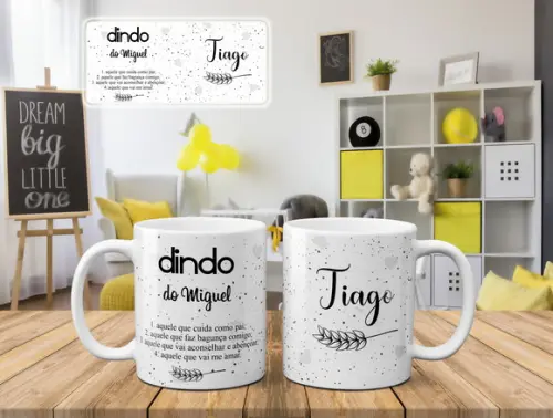 Convite Padrinhos Batismo Minimalista Caneca Personalizada