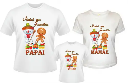 kit Camisetas Natal em Família 3 unidades
