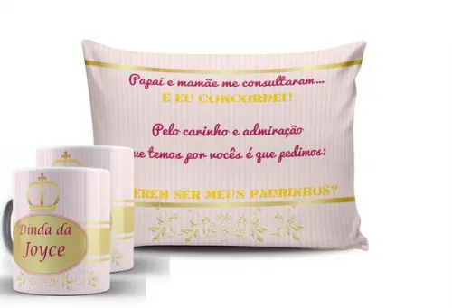 Kit Convite Batizado Menina 2 Canecas+al