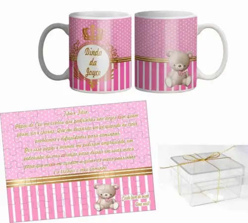 Kit Convite de Batizado Padrinhos Menina