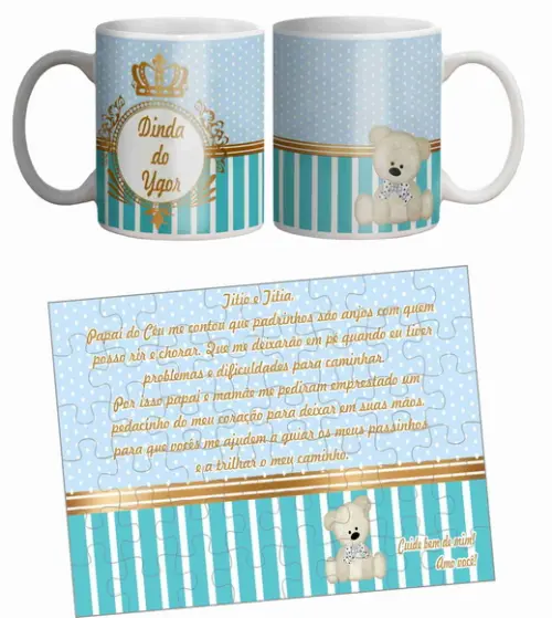 Kit Convite De Batizado Padrinhos Menino