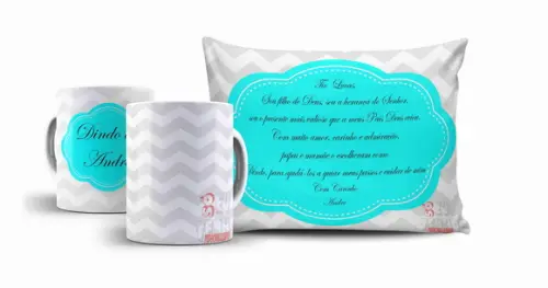 Kit dindo Dinda Convite Batizado Chevron