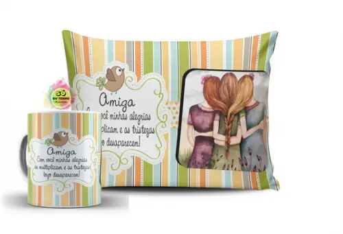 Kit Presente amiga minha alegria personalizado com sua foto